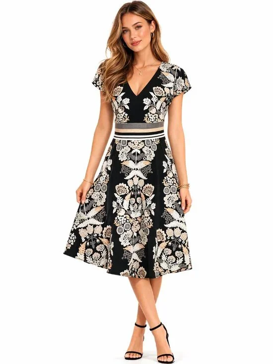 ETT TWA by Anthropologie Soiree Embroidered Midi Dress Size 4 Black - Picture 1 of 7